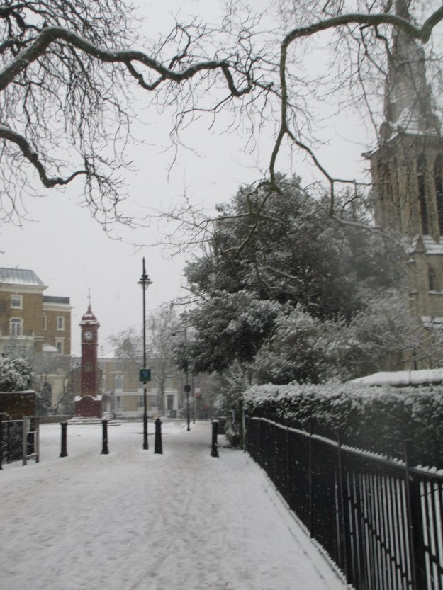 Snowy Highbury Barn.