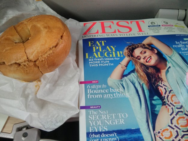 Pre-race fuel & reading on the train.